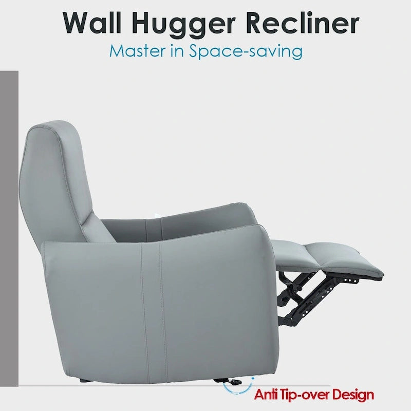 Power Recliner with USB Port, Space-Saving Wall Hugger Recliner
