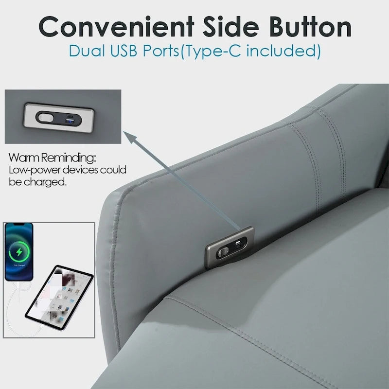Power Recliner with USB Port, Space-Saving Wall Hugger Recliner