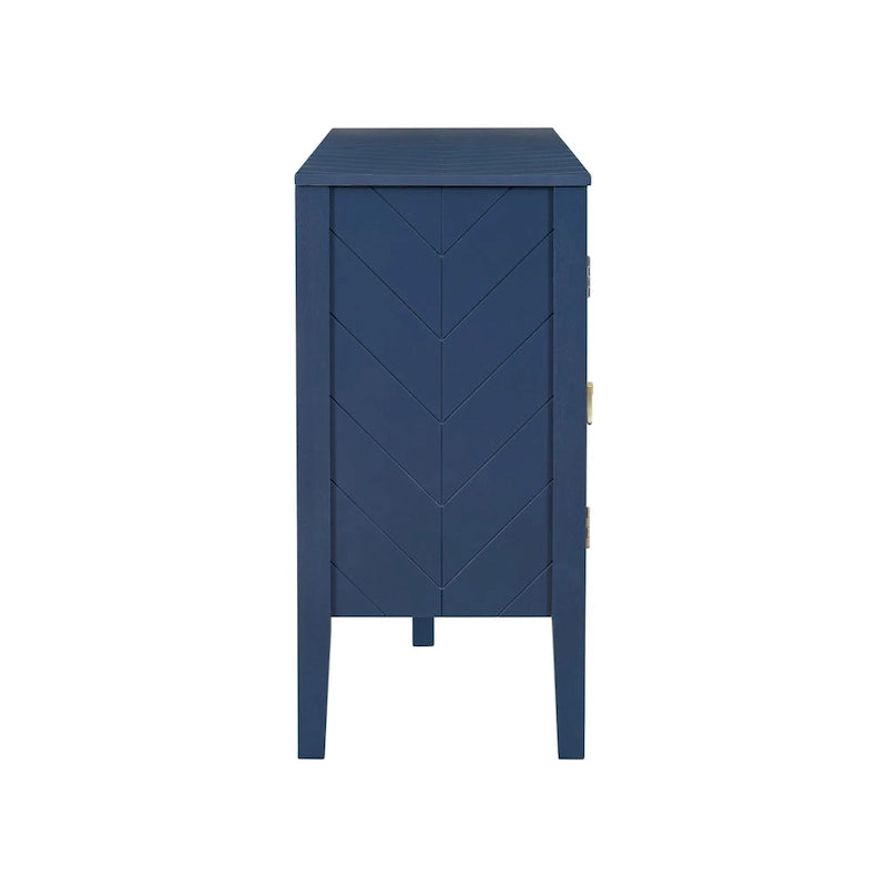 4-Door Sideboard with Geometric Door Design and Adjustable Shelves