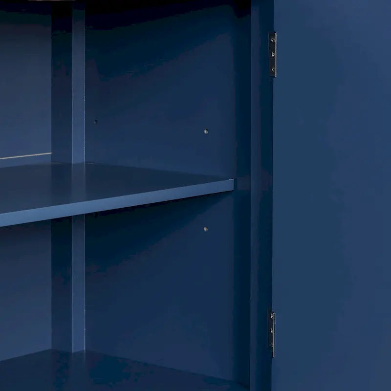 4-Door Sideboard with Geometric Door Design and Adjustable Shelves