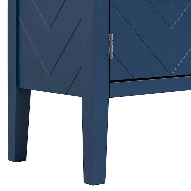 4-Door Sideboard with Geometric Door Design and Adjustable Shelves