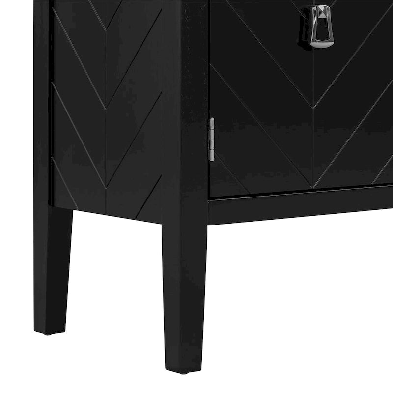 4-Door Sideboard with Geometric Door Design and Adjustable Shelves