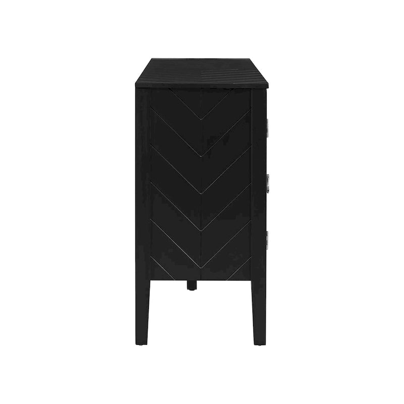 4-Door Sideboard with Geometric Door Design and Adjustable Shelves