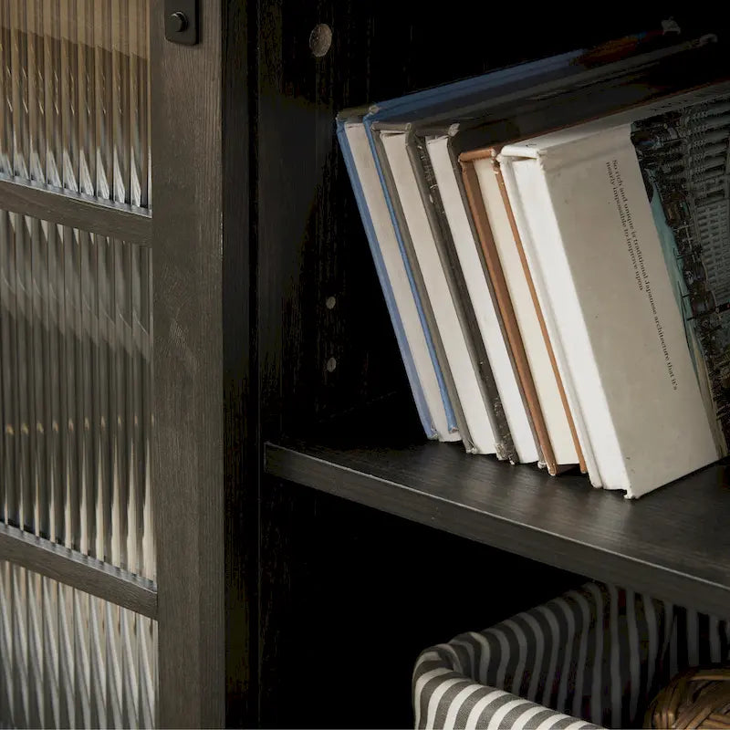 59-Inch TV Stand with Sliding Fluted Glass Doors for TVs up to 65 Inches
