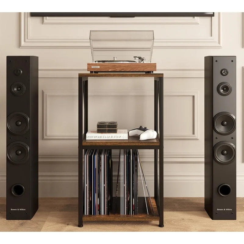 3-Tier Record Player Stand with Vinyl Record Storage and Adjustable Feet
