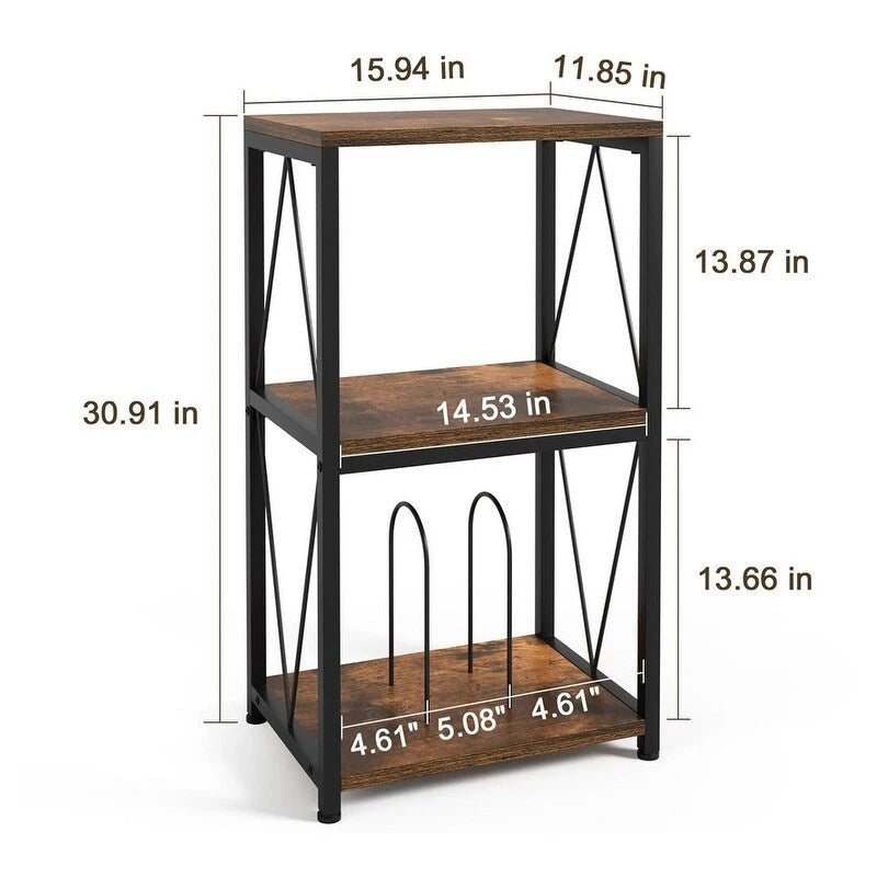 3-Tier Record Player Stand with Vinyl Record Storage and Adjustable Feet