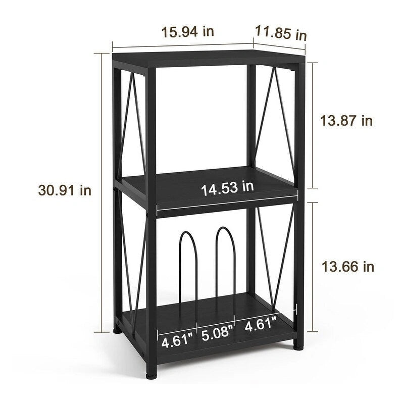 3-Tier Record Player Stand with Vinyl Record Storage and Adjustable Feet