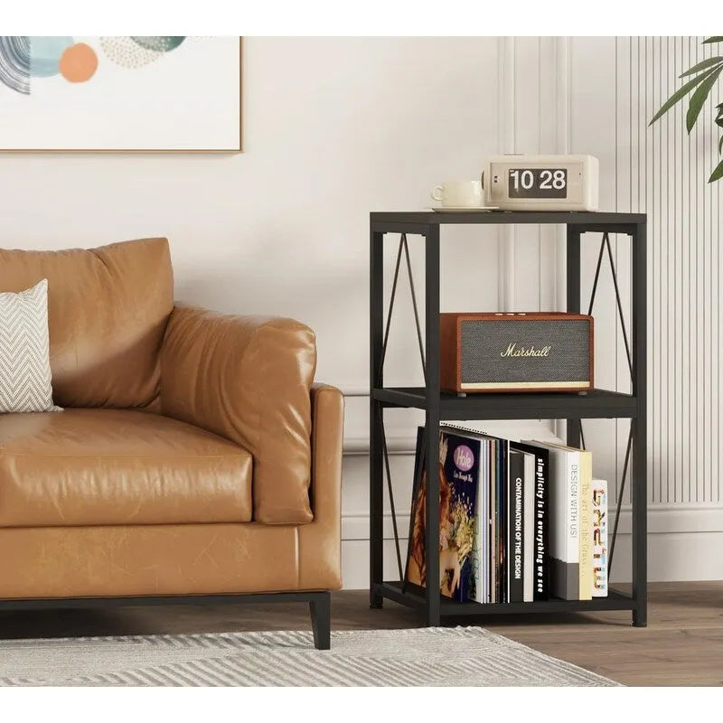 3-Tier Record Player Stand with Vinyl Record Storage and Adjustable Feet