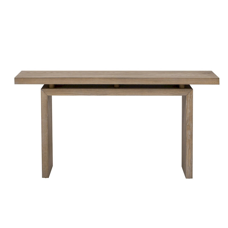 59-Inch Floating-Look Console Table with Ash Wood Veneer and Sculptural Legs
