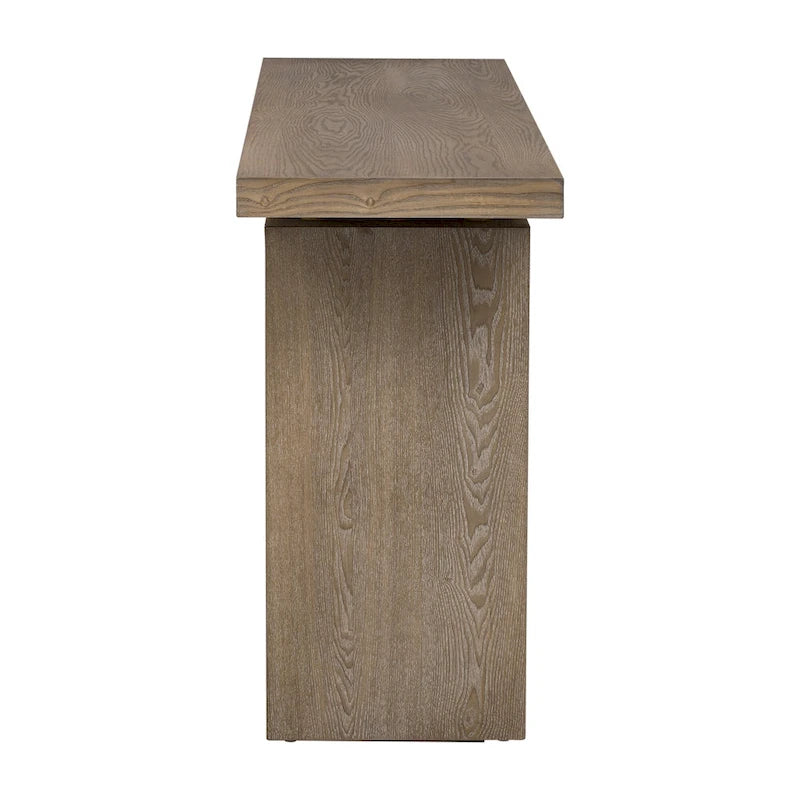 59-Inch Floating-Look Console Table with Ash Wood Veneer and Sculptural Legs