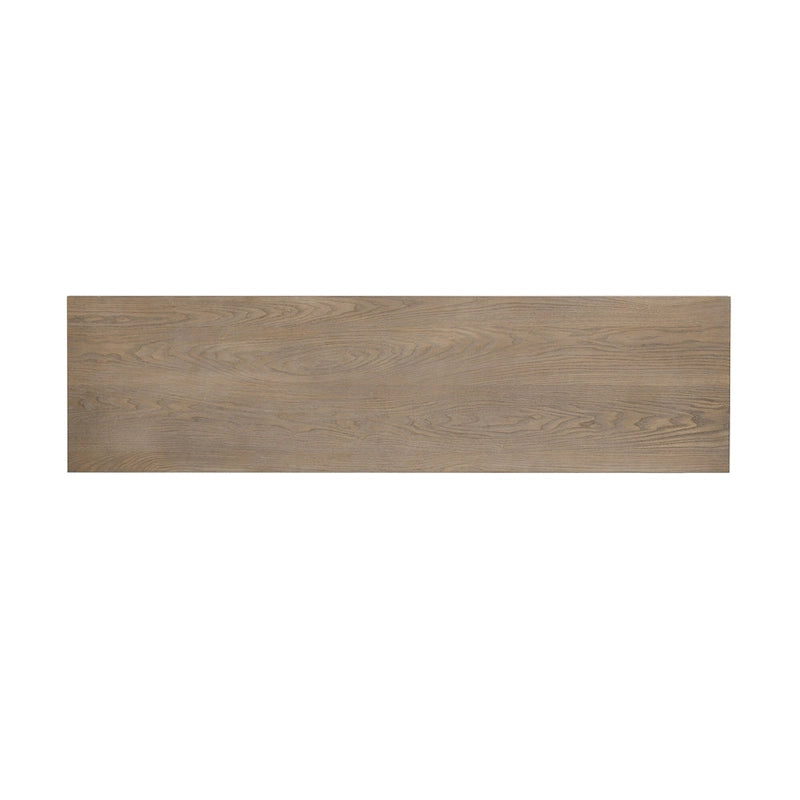 59-Inch Floating-Look Console Table with Ash Wood Veneer and Sculptural Legs