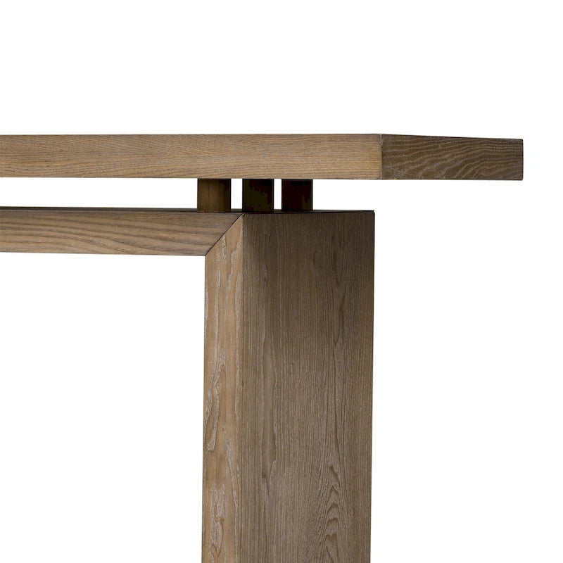 59-Inch Floating-Look Console Table with Ash Wood Veneer and Sculptural Legs