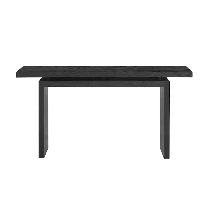 59-Inch Floating-Look Console Table with Ash Wood Veneer and Sculptural Legs
