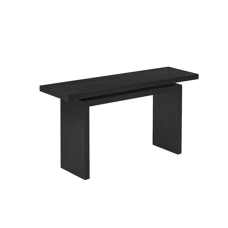 59-Inch Floating-Look Console Table with Ash Wood Veneer and Sculptural Legs