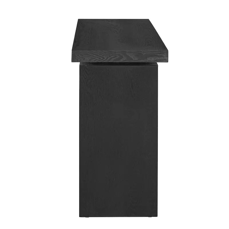 59-Inch Floating-Look Console Table with Ash Wood Veneer and Sculptural Legs