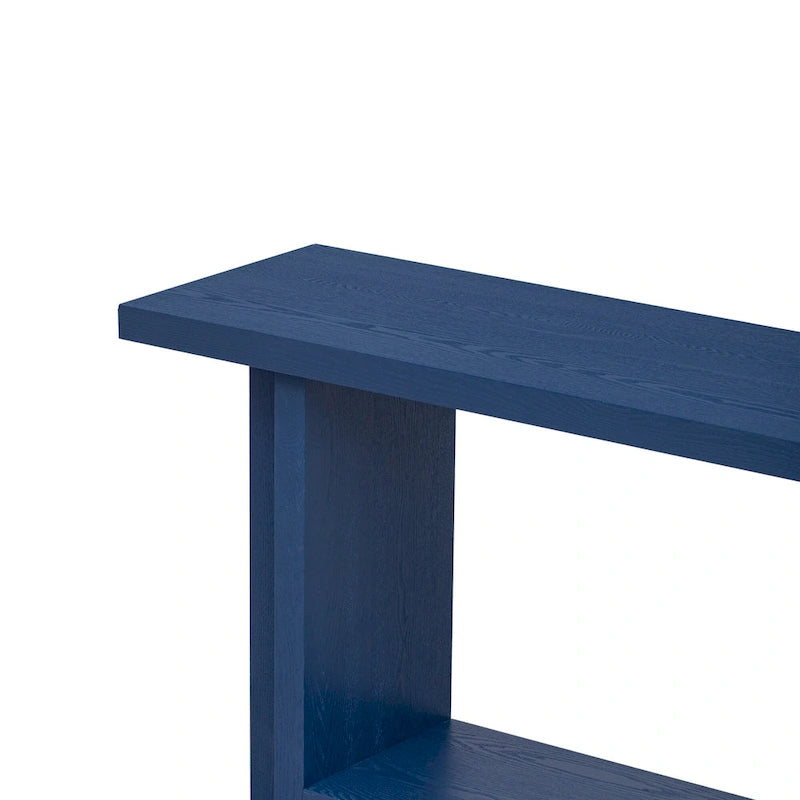 Vintage-Style Console Table with Ash Wood Veneer and T-Leg Design, 60-Inch