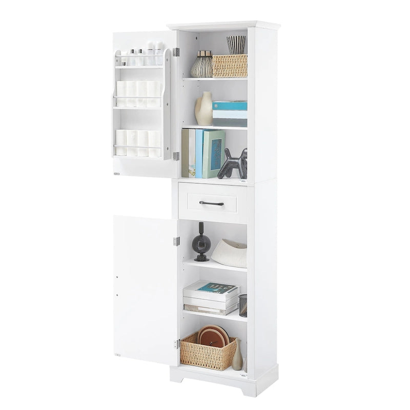 Tall Bathroom Storage Cabinet with 2 Doors, Drawer and Adjustable Shelves