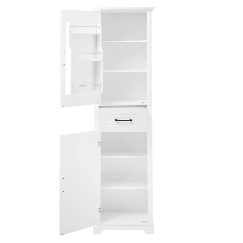 Tall Bathroom Storage Cabinet with 2 Doors, Drawer and Adjustable Shelves