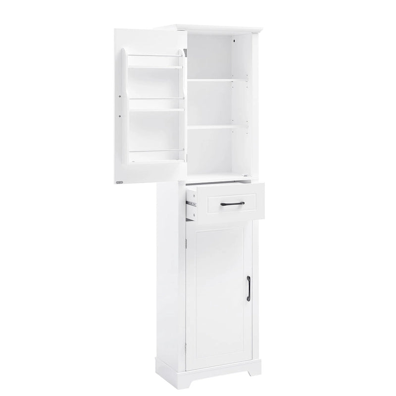 Tall Bathroom Storage Cabinet with 2 Doors, Drawer and Adjustable Shelves