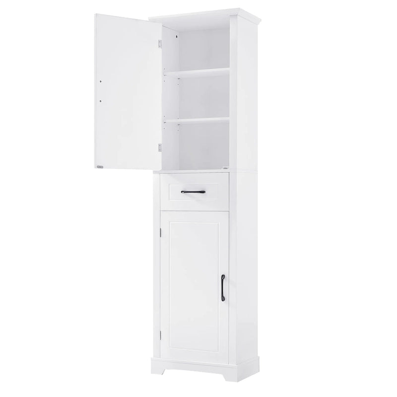Tall Bathroom Storage Cabinet with 2 Doors, Drawer and Adjustable Shelves