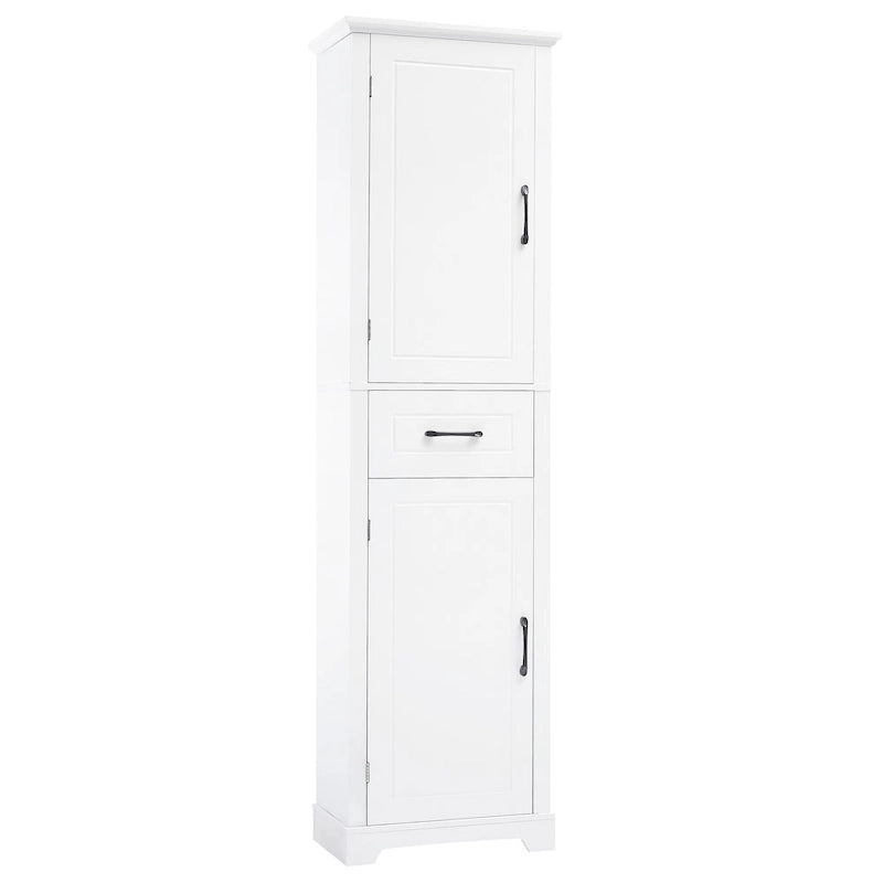 Tall Bathroom Storage Cabinet with 2 Doors, Drawer and Adjustable Shelves