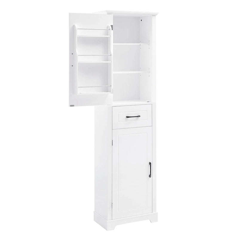 Tall Bathroom Storage Cabinet with 2 Doors, Drawer and Adjustable Shelves