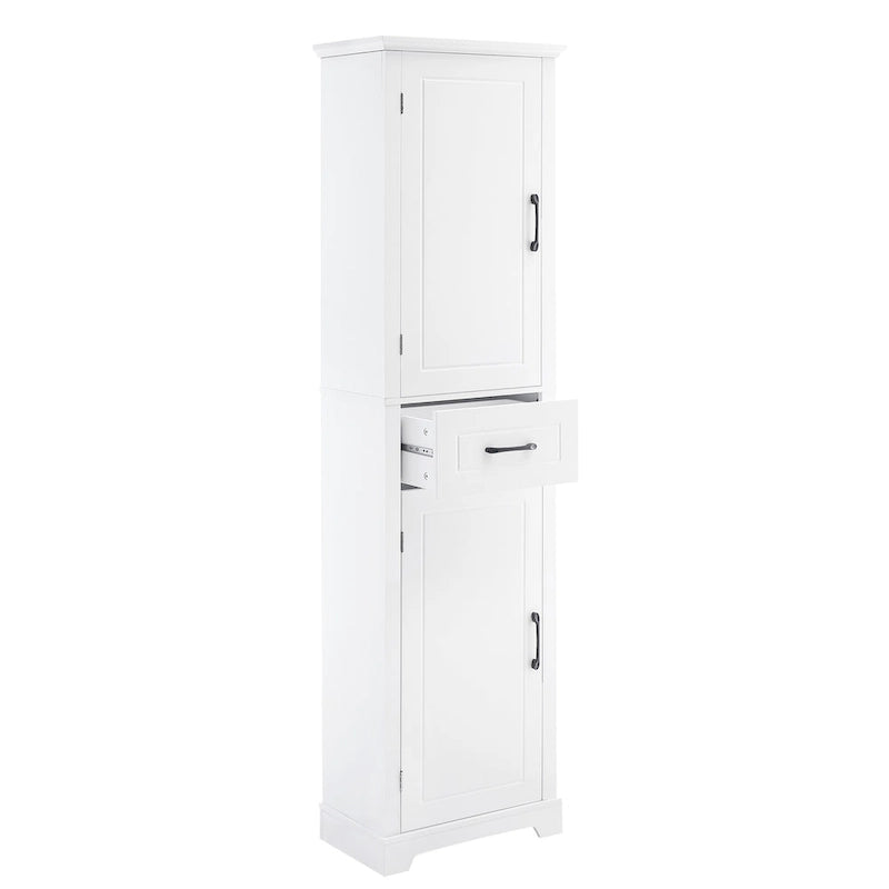 Tall Bathroom Storage Cabinet with 2 Doors, Drawer and Adjustable Shelves