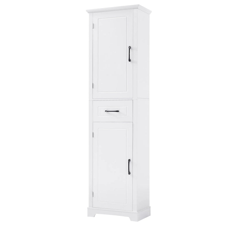 Tall Bathroom Storage Cabinet with 2 Doors, Drawer and Adjustable Shelves