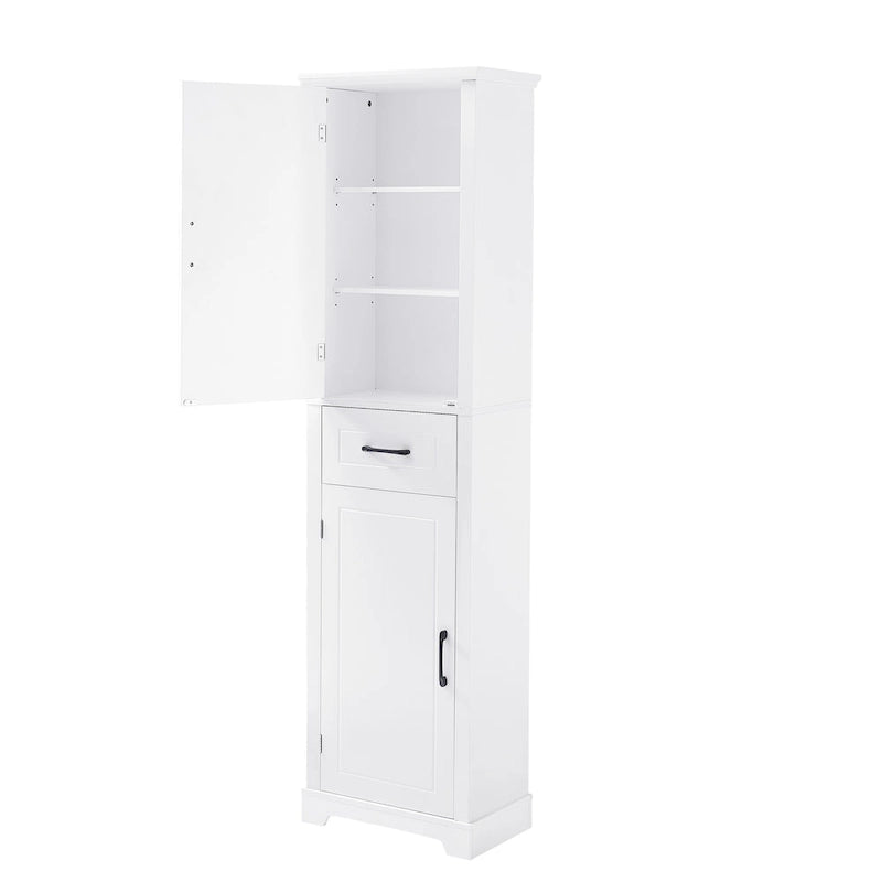Tall Bathroom Storage Cabinet with 2 Doors, Drawer and Adjustable Shelves