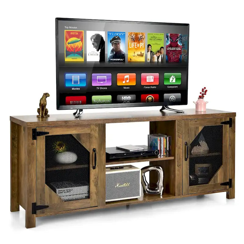58-Inch TV Stand Entertainment Media Center with Steel Frame for TVs up to 65