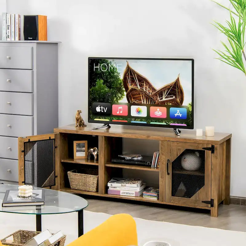 58-Inch TV Stand Entertainment Media Center with Steel Frame for TVs up to 65