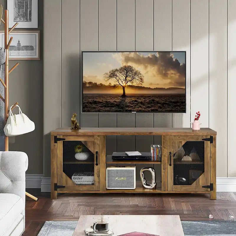 58-Inch TV Stand Entertainment Media Center with Steel Frame for TVs up to 65