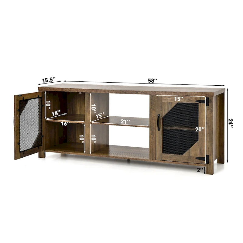 58-Inch TV Stand Entertainment Media Center with Steel Frame for TVs up to 65