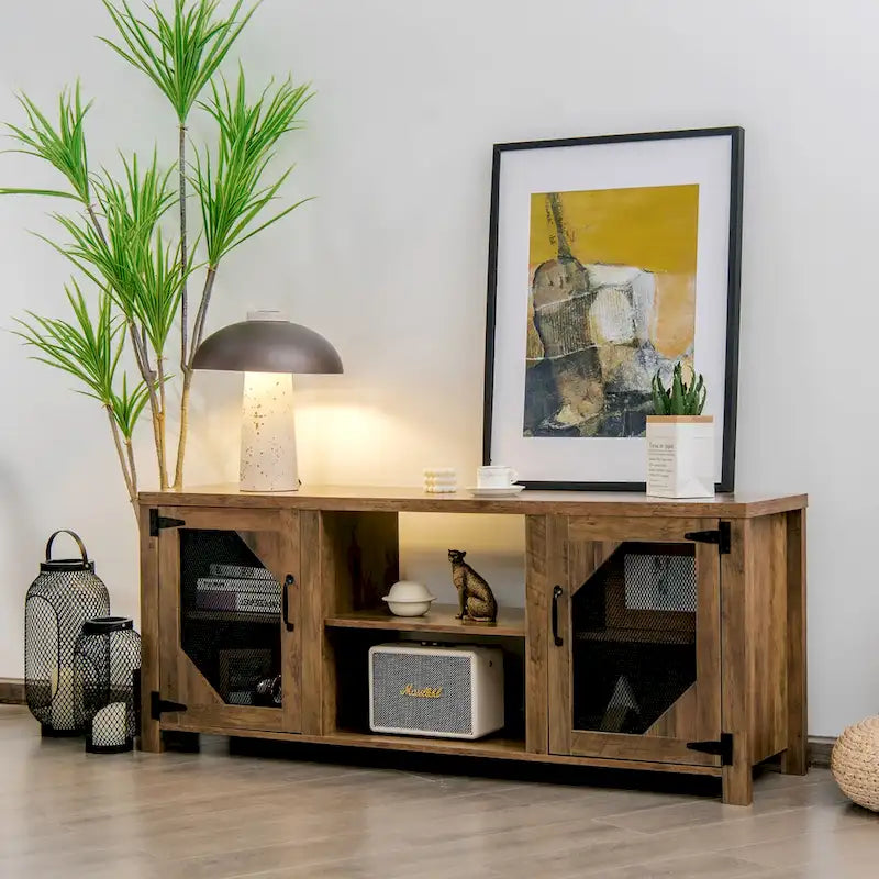 58-Inch TV Stand Entertainment Media Center with Steel Frame for TVs up to 65