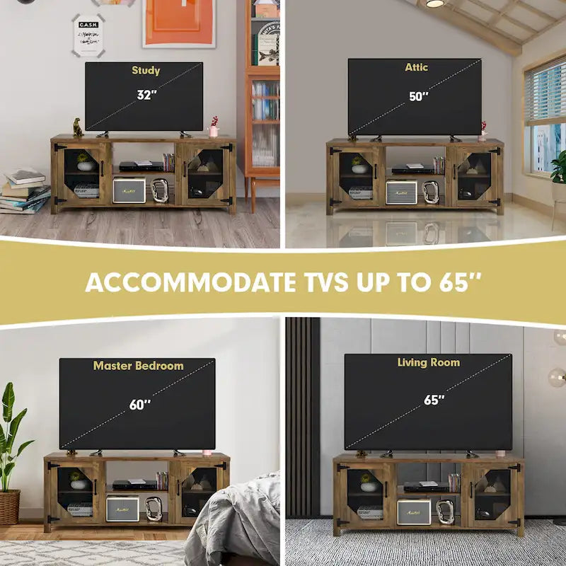 58-Inch TV Stand Entertainment Media Center with Steel Frame for TVs up to 65
