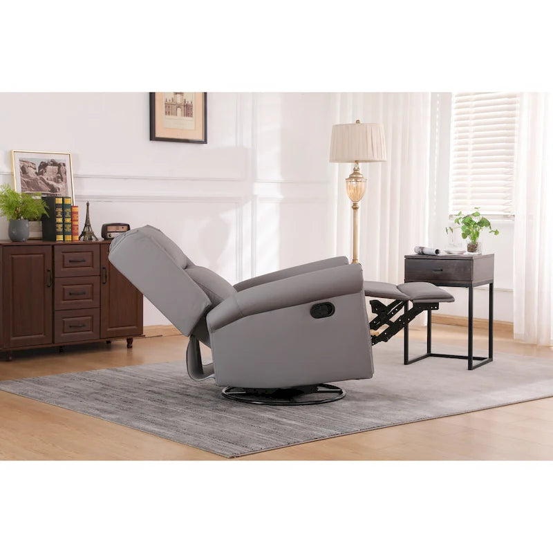 High-Back Swivel Recliner Chair with Footrest and Adjustable Backrest