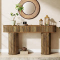 63-Inch Rustic Brown Farmhouse Console Table for Entryway or Hallway