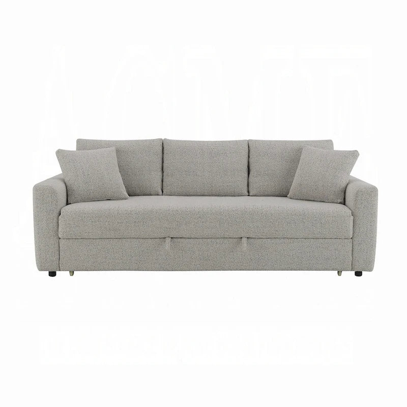 89-Inch Sleeper Sofa with Full Fold-Out Bed, Boucle Fabric and 2 Accent Pillows