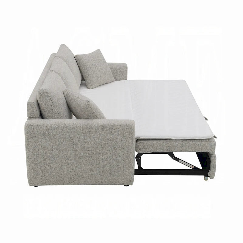 89-Inch Sleeper Sofa with Full Fold-Out Bed, Boucle Fabric and 2 Accent Pillows