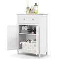 Freestanding Bathroom Cabinet with Drawer, Adjustable Shelf and Grooved Doors