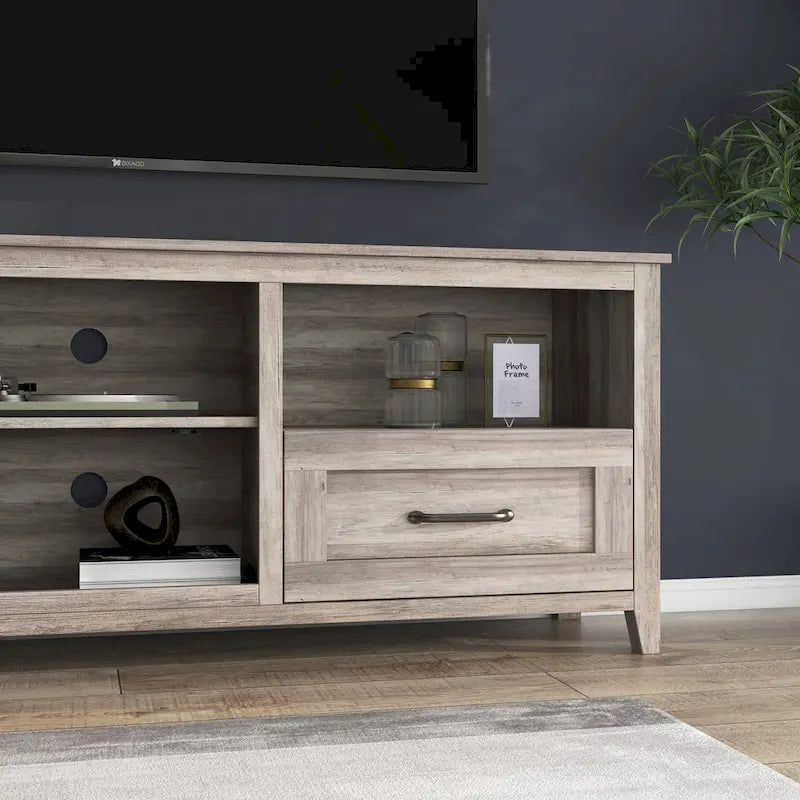 70-Inch TV Stand with 4 Open Compartments and 2 Drawers for TVs up to 60 Inches