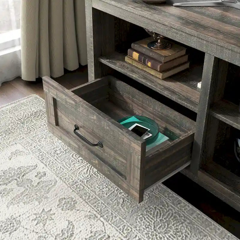 70-Inch TV Stand with 4 Open Compartments and 2 Drawers for TVs up to 60 Inches