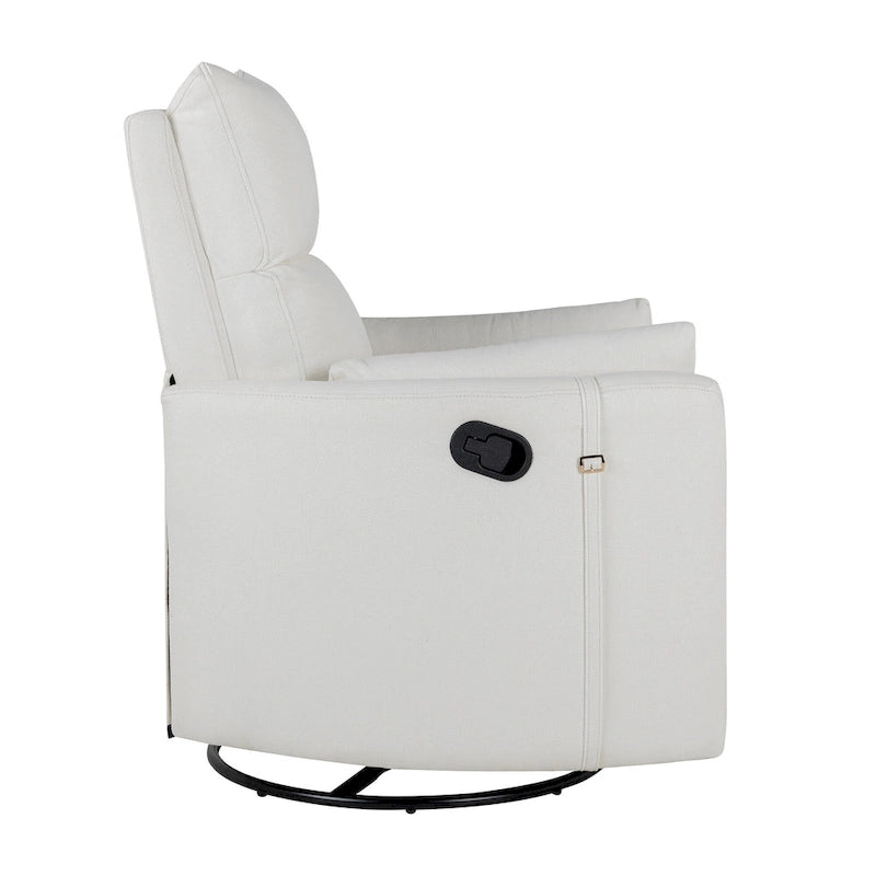 Swivel Rocker Recliner Chair with Linen Fabric, Adjustable Backrest and 2 Removable Pillows