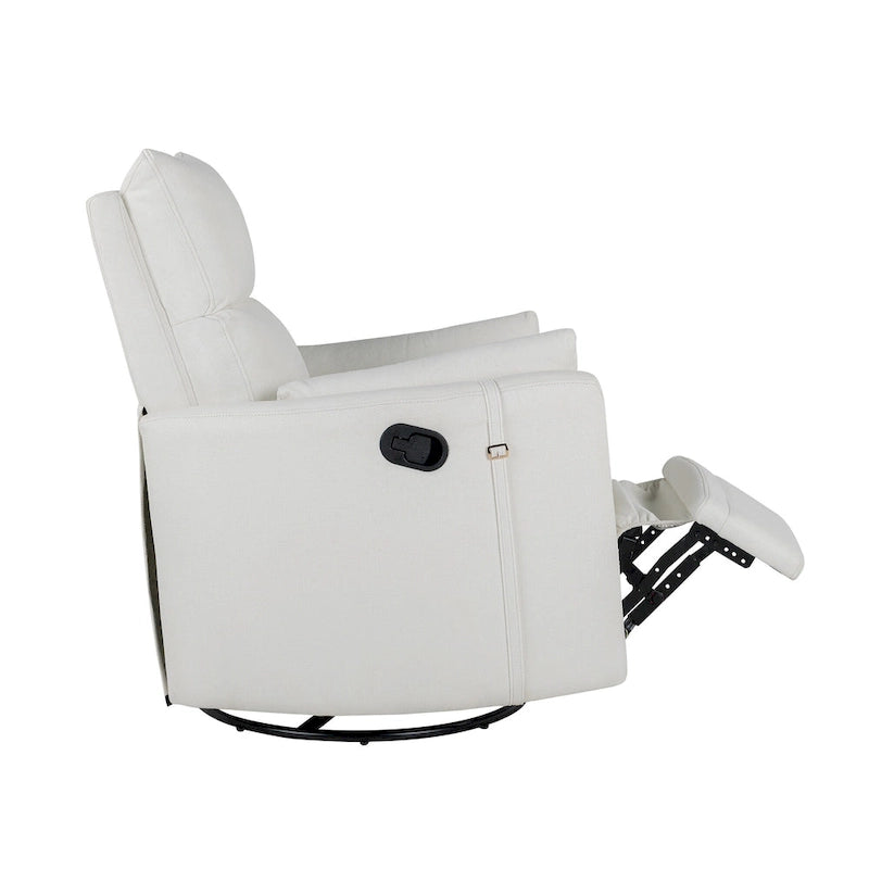 Swivel Rocker Recliner Chair with Linen Fabric, Adjustable Backrest and 2 Removable Pillows