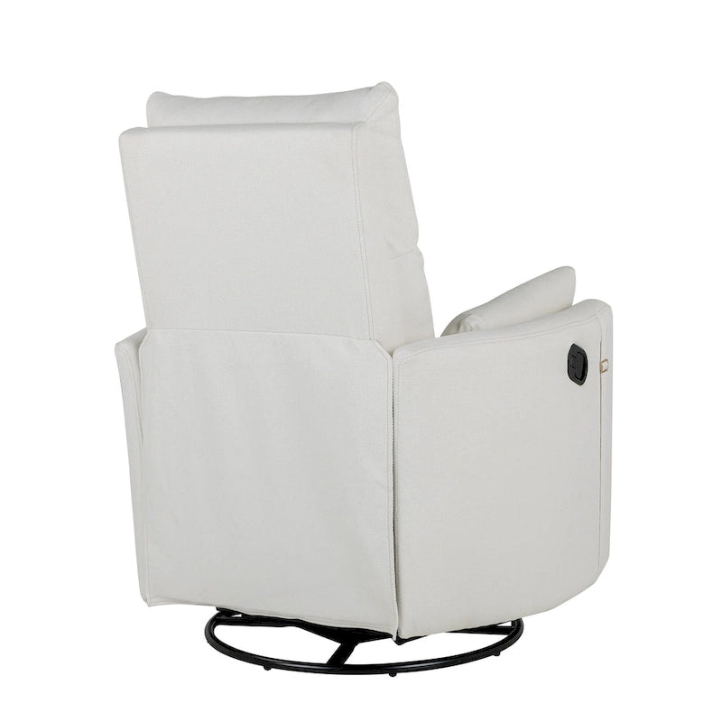 Swivel Rocker Recliner Chair with Linen Fabric, Adjustable Backrest and 2 Removable Pillows