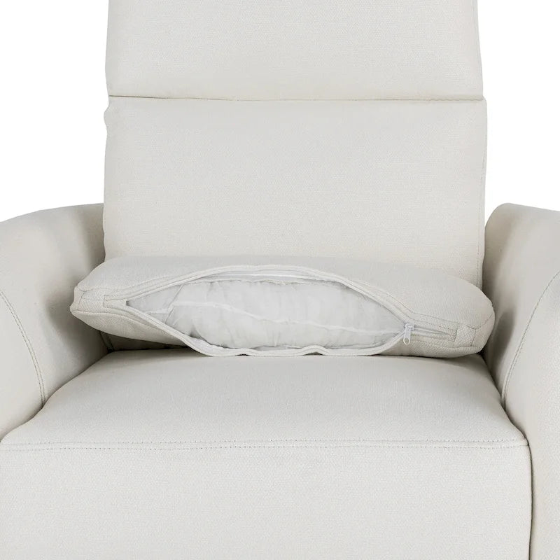 Swivel Rocker Recliner Chair with Linen Fabric, Adjustable Backrest and 2 Removable Pillows