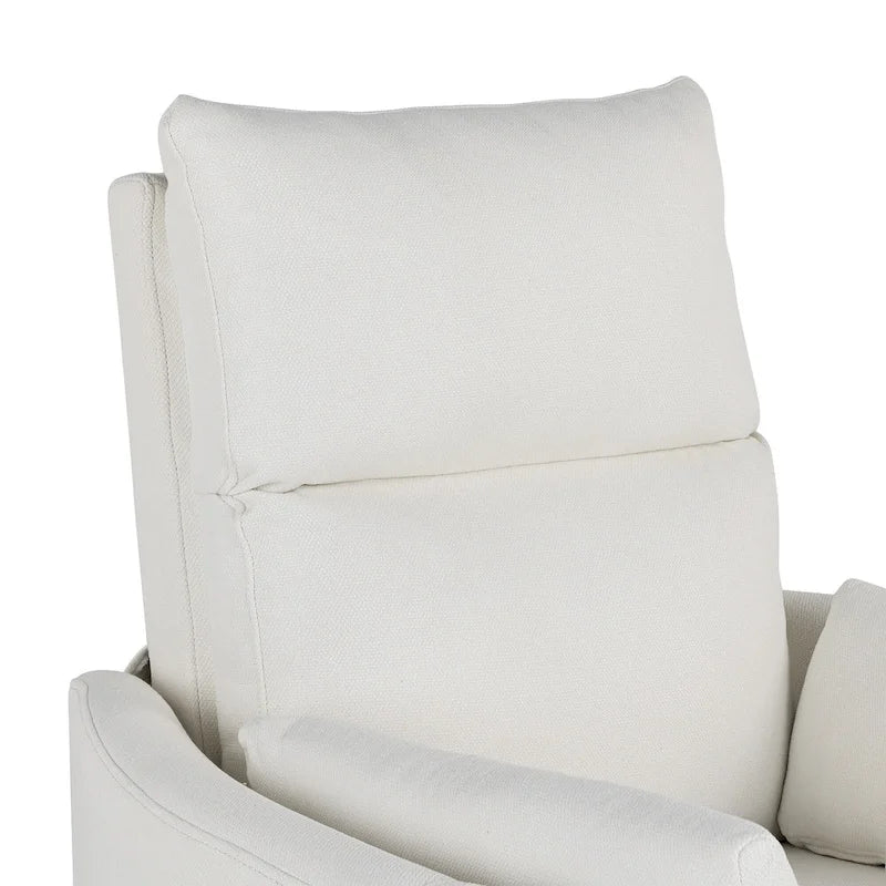 Swivel Rocker Recliner Chair with Linen Fabric, Adjustable Backrest and 2 Removable Pillows