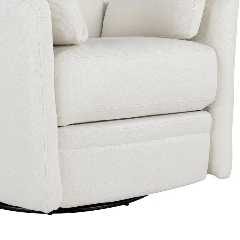 Swivel Rocker Recliner Chair with Linen Fabric, Adjustable Backrest and 2 Removable Pillows