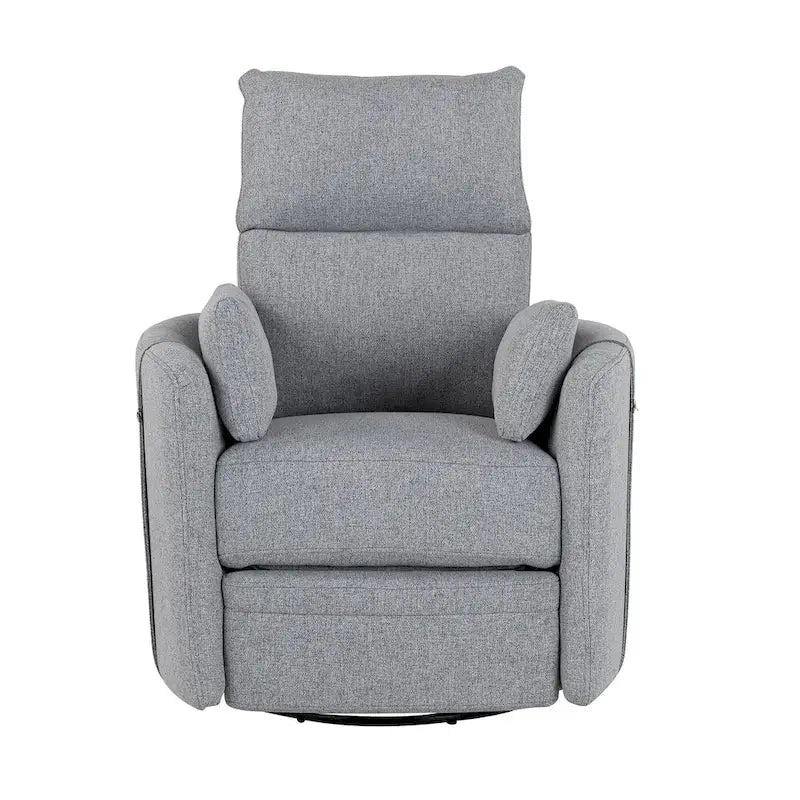 Swivel Rocker Recliner Chair with Linen Fabric, Adjustable Backrest and 2 Removable Pillows