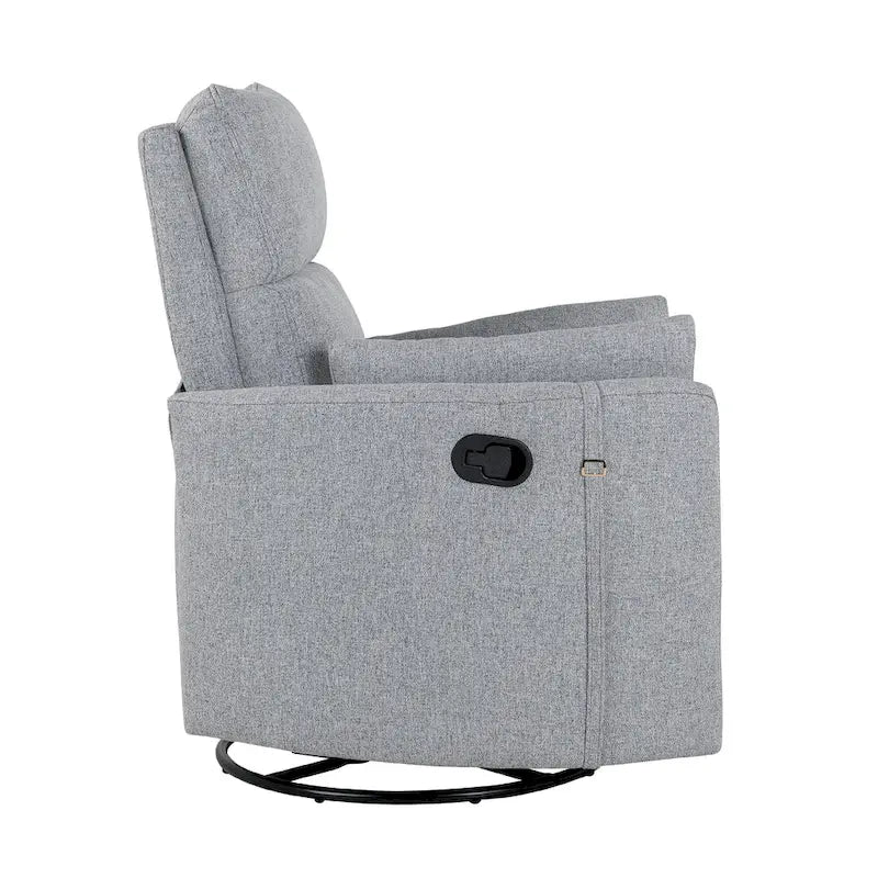 Swivel Rocker Recliner Chair with Linen Fabric, Adjustable Backrest and 2 Removable Pillows